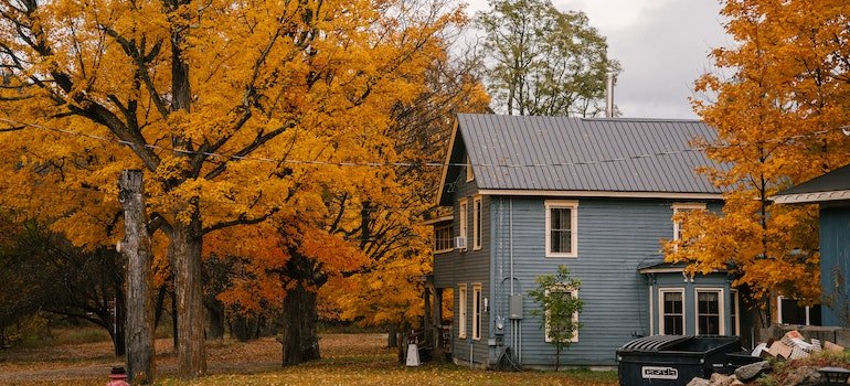 Essential Roof Maintenance Tips for Fall 2 Trees near the house in fall.