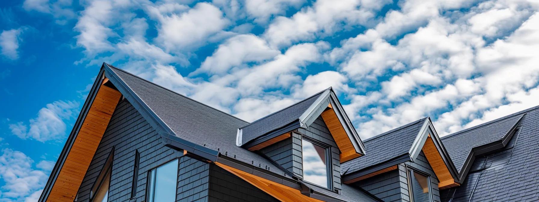 EPDM Roofing: Environment-Related Impacts Discussed 3 a dynamic scene of roofing contractors expertly installing epdm roofing on a modern suburban home, showcasing contrasting materials and tools, set against a crisp blue sky in saint paul, mn.