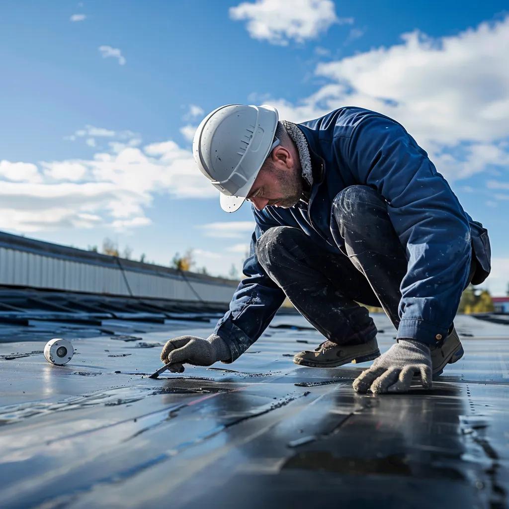 Rubber Roofing Systems: Key Benefits for Commercial Buildings Maintenance professional inspecting a rubber roofing system on a commercial building