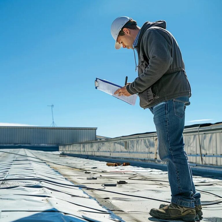 Professional conducting a commercial roof inspection highlighting preventive maintenance practices