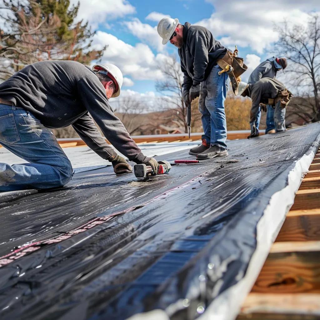 Built-Up Roofing Materials Explained: Key Comparisons Installation process of built-up roofing with professionals applying materials on a roof