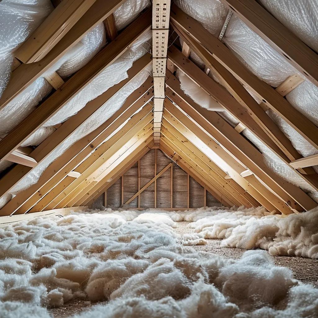 Interior view of an attic with proper ventilation and insulation preventing roof damage