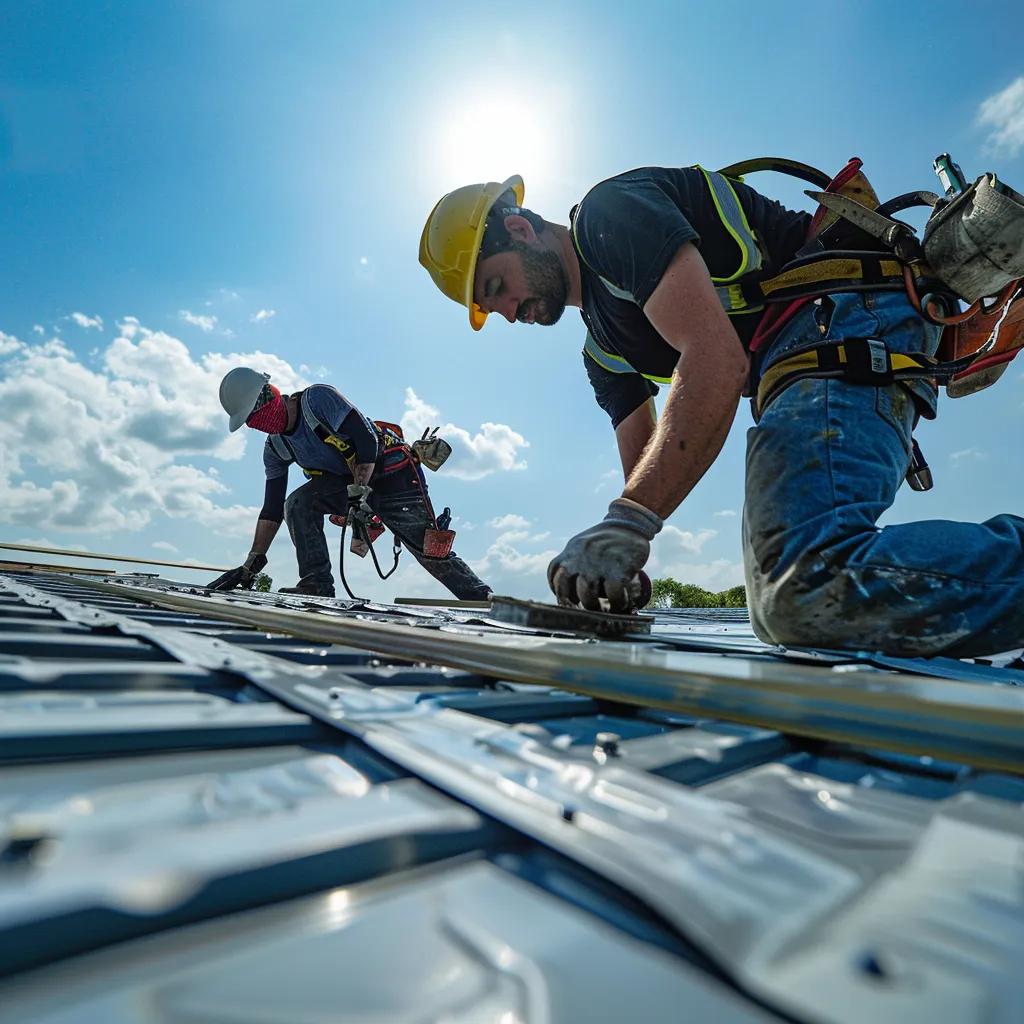 Understanding Commercial Roof Replacement Costs Today Skilled roofing crew working on a commercial roof, highlighting labor complexity and teamwork