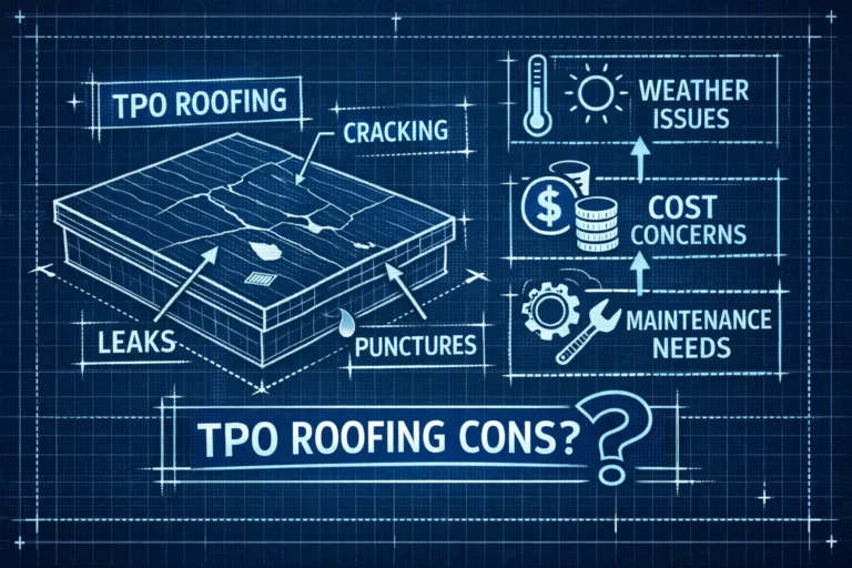 TPO roofing cons and issues illustrated.