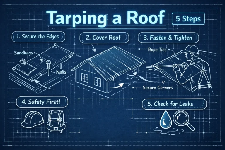 Blueprint for tarping a roof.