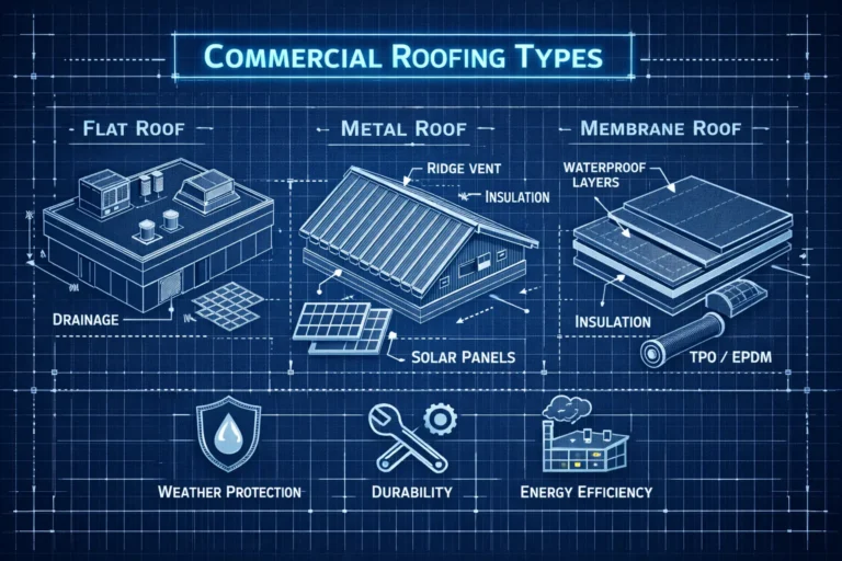 Blueprint of commercial roofing types
