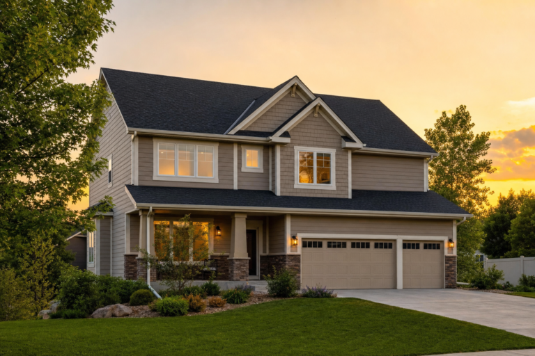 Architectural asphalt shingle roof on a Coon Rapids, MN home in autumn