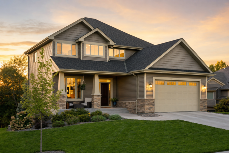 Architectural asphalt shingle roof on a Inver Grove Heights, MN home in autumn