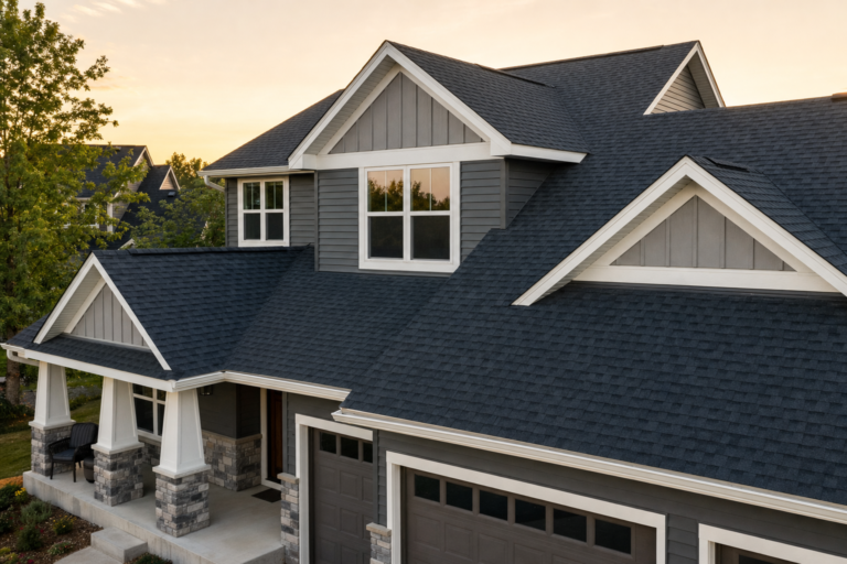 Architectural asphalt shingle roof on a Savage, MN home in autumn