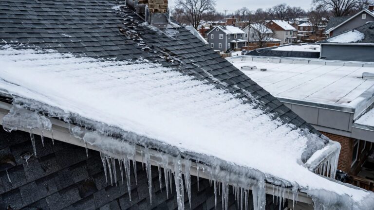 north-facing roof ice dams